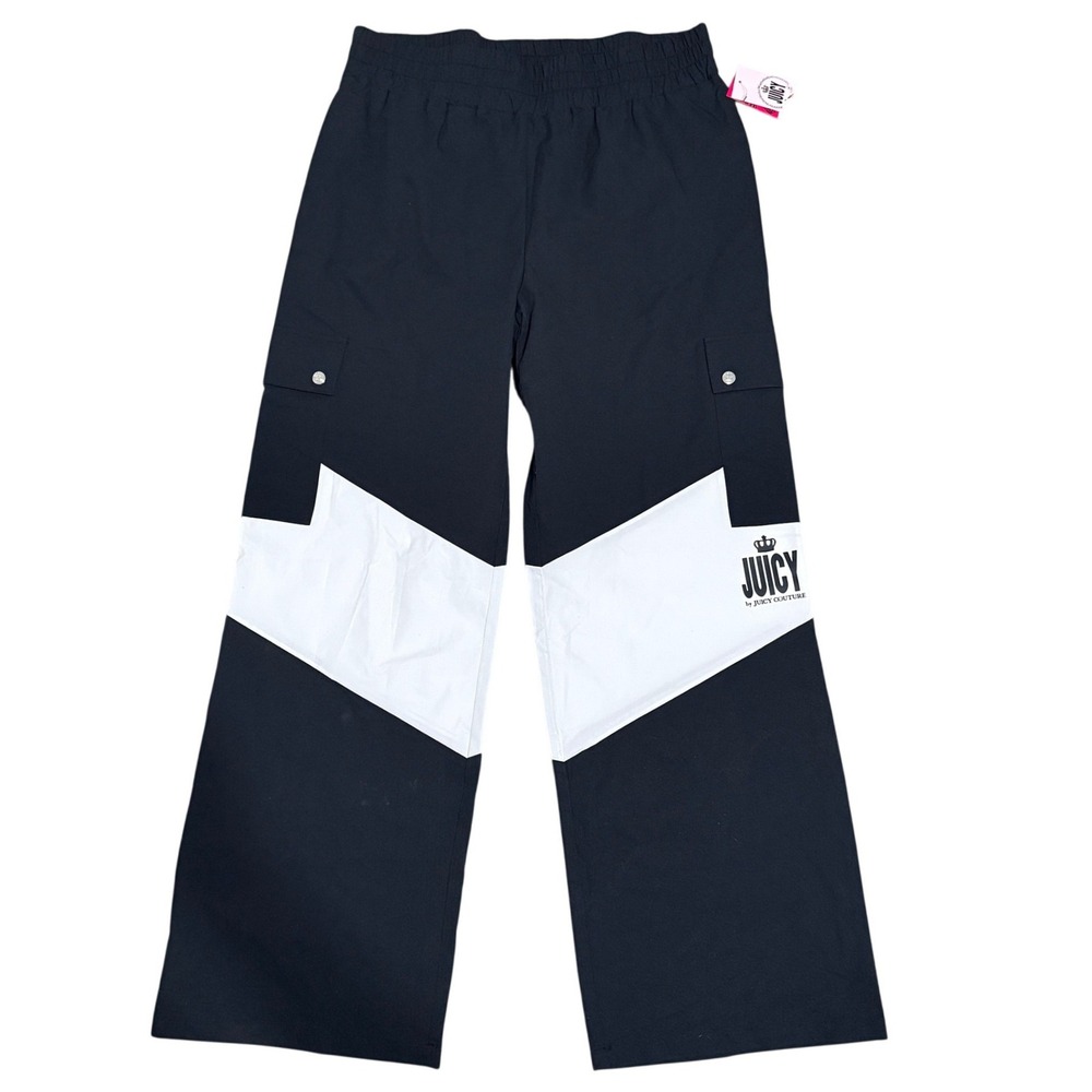 Juicy by Juicy Couture Cargo Pants Colorblock Wide Leg Black White Large Womens